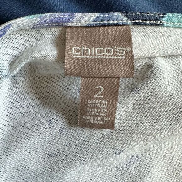 Chico's Aqua and Gray Abstract Blouse L - Picture 5 of 6